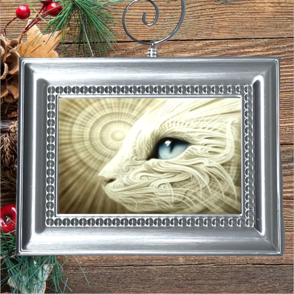 Blue Eyed Mystic Cat Christmas Tree Ornament
